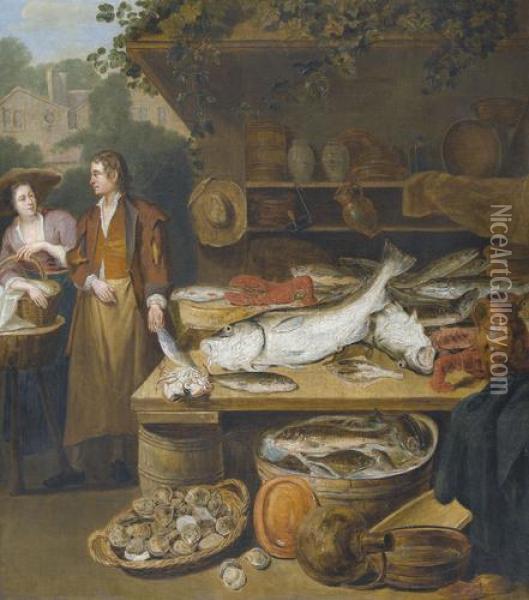 Der Fischmarkt Oil Painting - Pieter Angillis