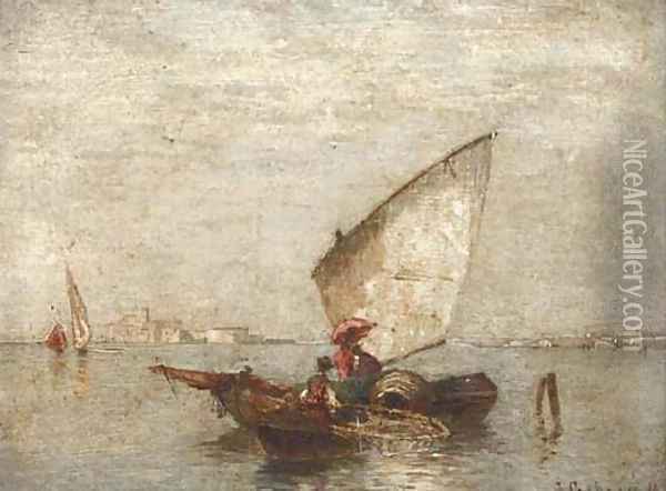 Trading vessels on the Lagoon, Venice; and Another similar Oil Painting - Jacob Gehrig
