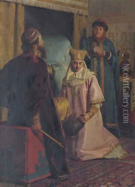 Reception of the bride Oil Painting - Nikolai Vasilievich Nevrev