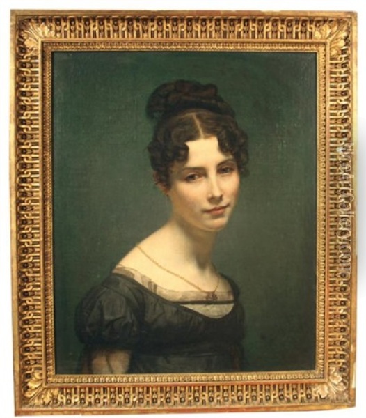 Portrait De Jeune Femme Oil Painting - Charles Philippe Auguste de Lariviere