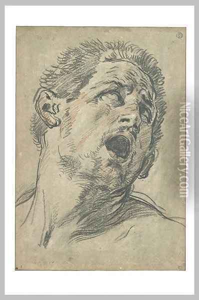 Head of Man Screaming Oil Painting - Guido Reni