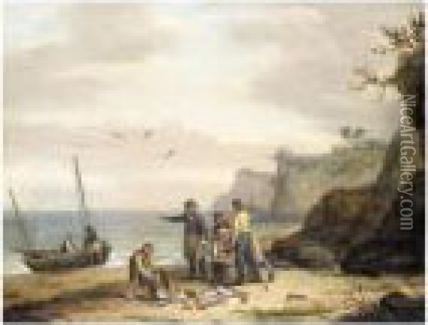 Fisherman Landing The Catch Oil Painting - Thomas Luny