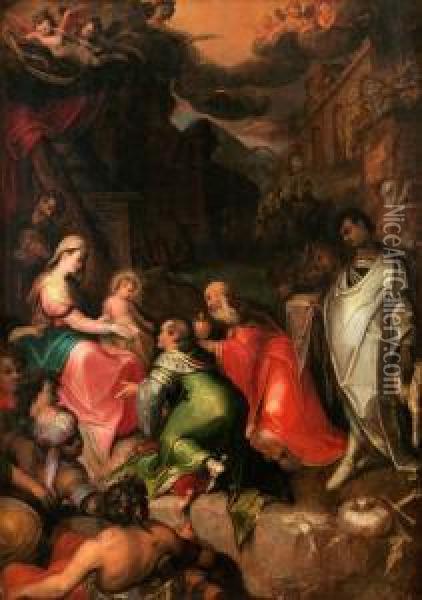 Konungarnas Tillbedjan Oil Painting - Otto van Veen