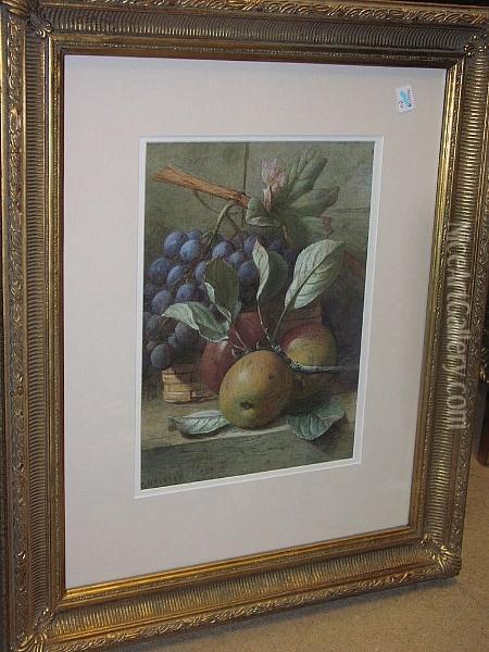 Still Life Of Apples And Grapes Oil Painting - Charles Henry Slater