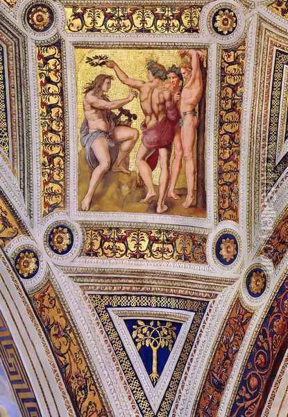 The Stanza della Segnatura Ceiling: Apollo and Marsyas [detail: 1] Oil Painting - Raphael