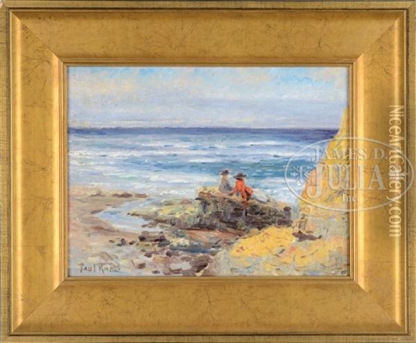 Beach Scene With Two Figures Oil Painting - Paul Bernard King