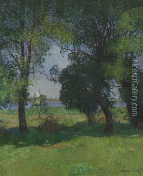 Sonnige Uferlandschaft Oil Painting - Heinrich Koester