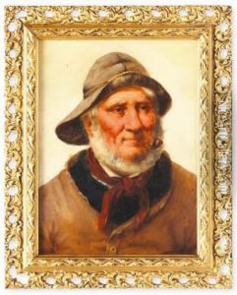 Pescador Con Pipa Y Sombrero Oil Painting - David W. Haddon