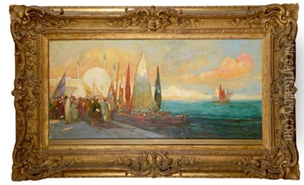 Le Bosphore, La Corne D'or Oil Painting - Charles Henri Gaston Dagnac-Riviere