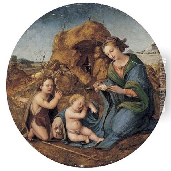 The Madonna And Sleeping Christ Child With The Infant Saint John The Baptist Oil Painting -  Piero di Cosimo