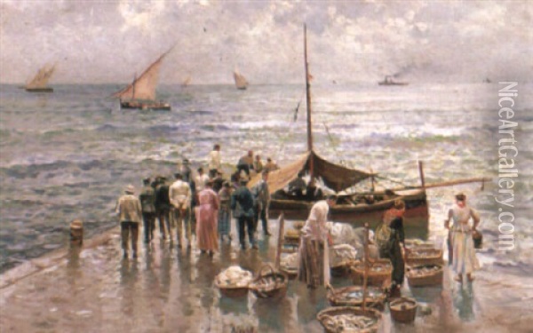 The Quay At Naples Oil Painting - Attilio Pratella