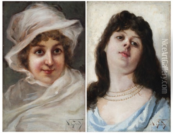 Ritratti Di Fanciulle (coppia) Oil Painting - Napoleone (Luigi) Grady