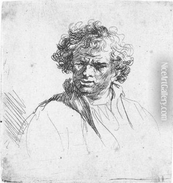 Curly-headed Man With A Wry Mouth (b., Holl.305; H.137; Bb.rej.54) Oil Painting - Rembrandt Van Rijn