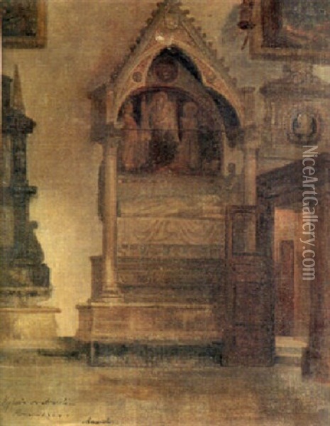 Interior De La Iglesia De Araceli En Roma Oil Painting - Gabriel Maureta y Aracil