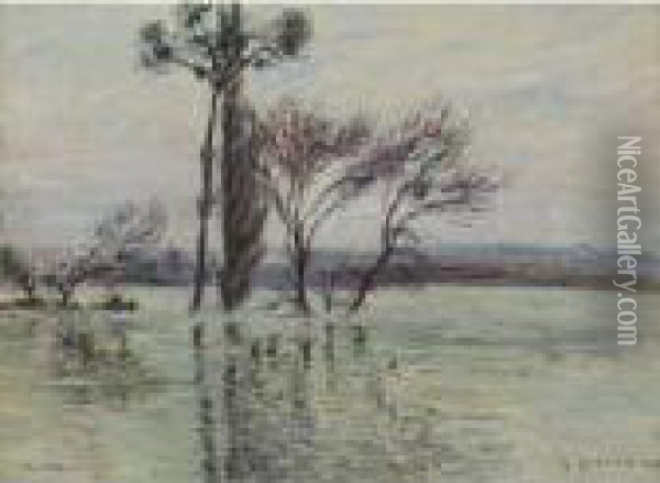 La Pointe De L'ile Submergee Oil Painting - Gustave Loiseau