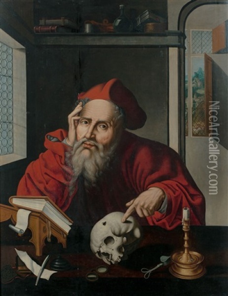 Saint Jerome Dans Son Cabinet Oil Painting - Joos Van Cleve