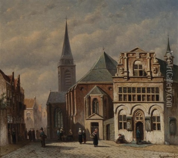 Street Scene, Belgium Ii Oil Painting - Pieter Gerardus Vertin