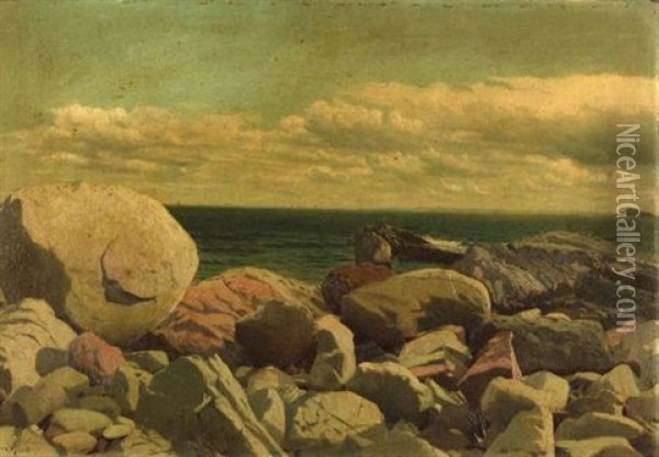 Coastal Rocks (sketch) Oil Painting - William Bradford