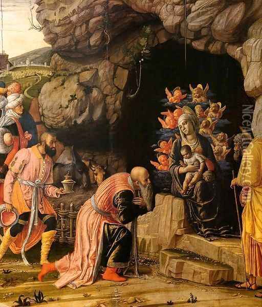 The Adoration of the Magi (detail) Oil Painting - Andrea Mantegna