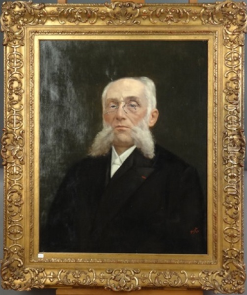 Portrait D'homme Barbu Edmond Nicolas Jh Brasseur Oil Painting - Ferdinand Buyle