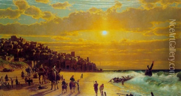 Vue De Jaffa Oil Painting - James Fairman