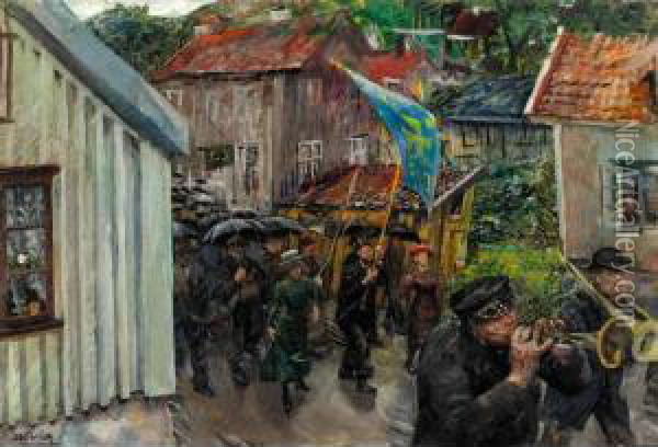 Totalistenes Sondagsutflukt (procession Of The Abstemious) Oil Painting - Christian Krohg