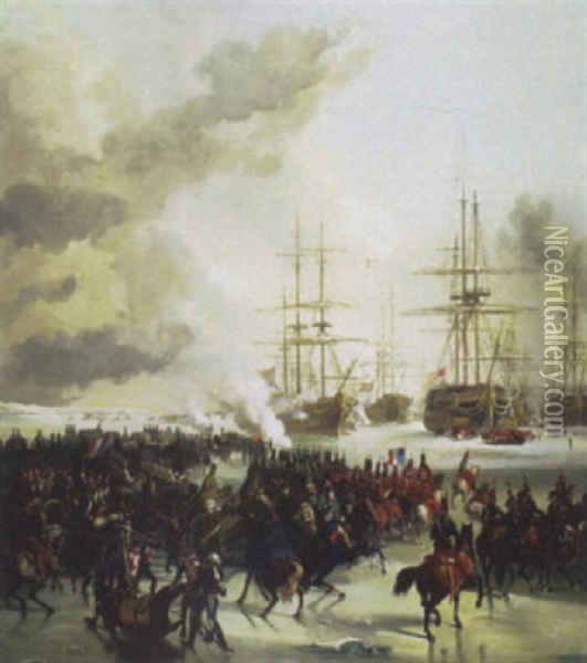 Embarking Troops - French Revolutionary Wars Oil Painting - Philip James de Loutherbourg