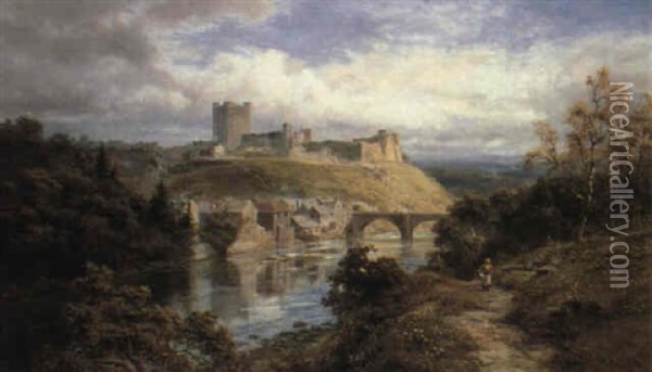 Richmond Castle, Yorkshire Oil Painting - Robert Gallon