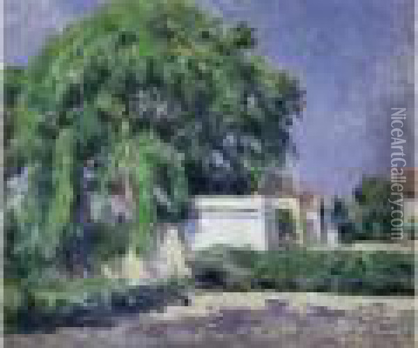 Le Jardin Ensoleille Vers 1900-1903, Probablement Chez Alexandre Charpentier Oil Painting - Maximilien Luce