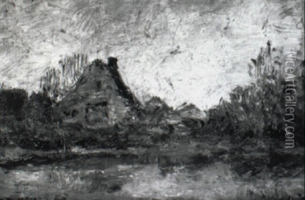 Landschaft Mit Weiher Und Gehoft Oil Painting - Rudolf Hoeckner