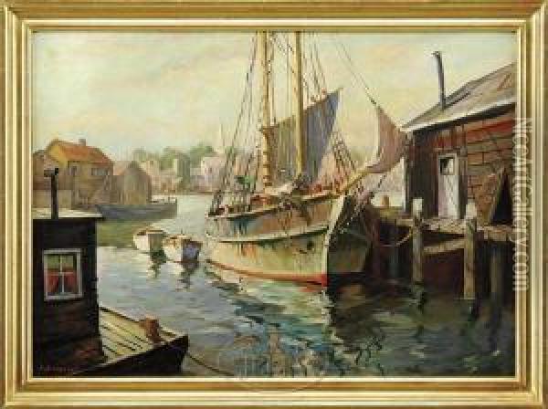 Gloucester Harbor Oil Painting - Harry Aiken Vincent