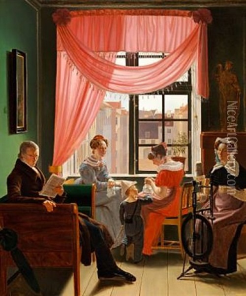 Et Familiestykke Oil Painting - Emilius Baerentzen