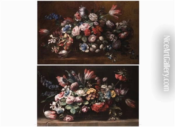 Blumenstilleben (pair) Oil Painting - Margherita Caffi