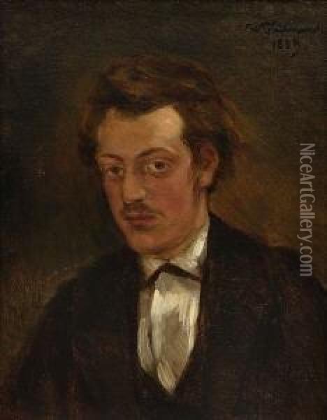 Junger Mann Mit Blondem
 Haar. Oil Painting - Wilhelm Trubner