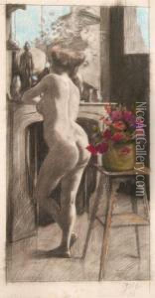 Femme Nue Oil Painting - Leopold Gottlieb