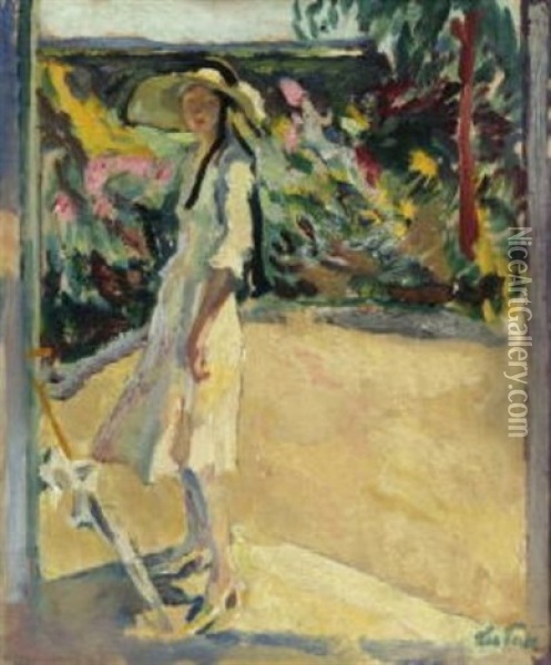 Auf Der Terrasse I Oil Painting - Leo Putz