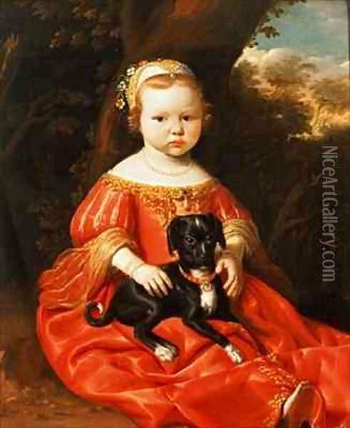Portrait of a Girl with a Dog Oil Painting - Jacob Gerritsz. Cuyp