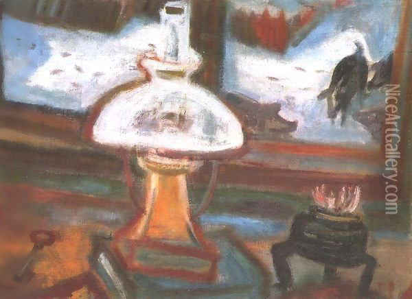 Dark Times IV (Still life with Black Pigs) 1940 Oil Painting - Gyula Hincz