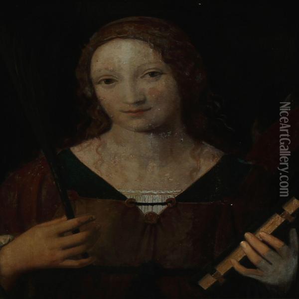 St. Catherine Of Alexandria. Oil Painting - Bernardino Luini