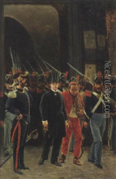 L'arresto Di Carlo Poerio Oil Painting - Nicola Parisi