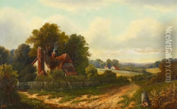 Cottage Oil Painting - Octavius Thomas Clark