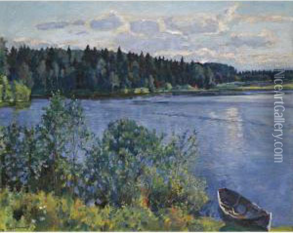 The Lake Oil Painting - Sergey Arsenievich Vinogradov