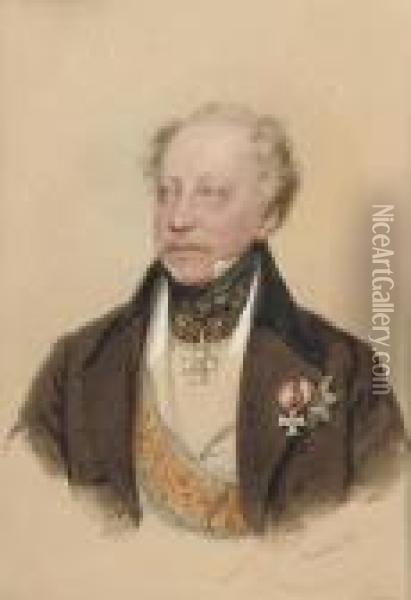 Portrait Of Baron Von Tettenborn Oil Painting - Josef Kriehuber