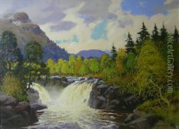 Falls Of Tummel Oil Painting - Robert Houston