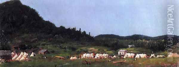 Camp Scene at Grand Portage Oil Painting - Eastman Johnson