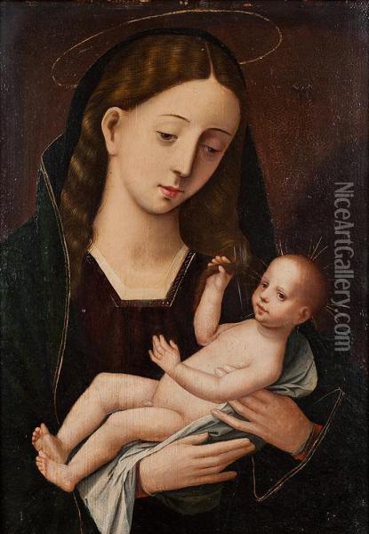 Maria Mit Dem Jesusknaben Oil Painting - Master Of The Half-Length Figures