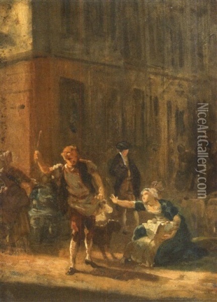 Scene De Marche Oil Painting - Jean-Baptiste Charpentier the Elder