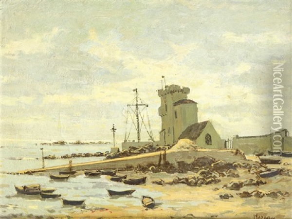 Turm An Der Bretagnekuste Oil Painting - Etienne (Adolphe E. Auguste) Moreau-Nelaton