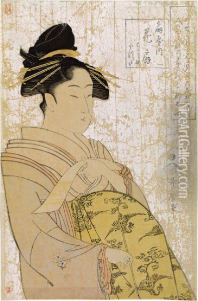 Portrait Okubi-e De La Courtisane Ogiya De Hanaogi Oil Painting - Kitagawa Utamaro