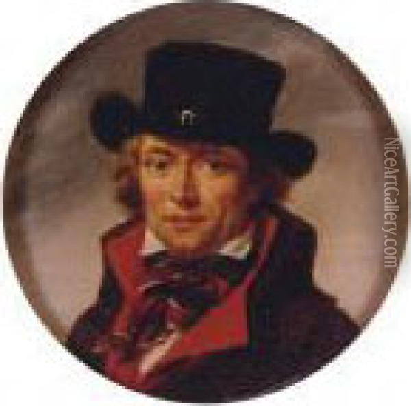 Portrait Of A Man, Possbily A Self-portrait Oil Painting - Jean-Baptiste Jos. Wicar